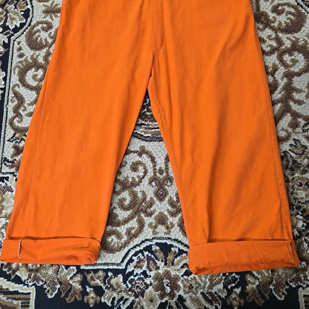 Vintage Orange Boiler Suit Hunting Jumpsuit Retro Utility Workwear Canvas Denim - Picture 12 of 16
